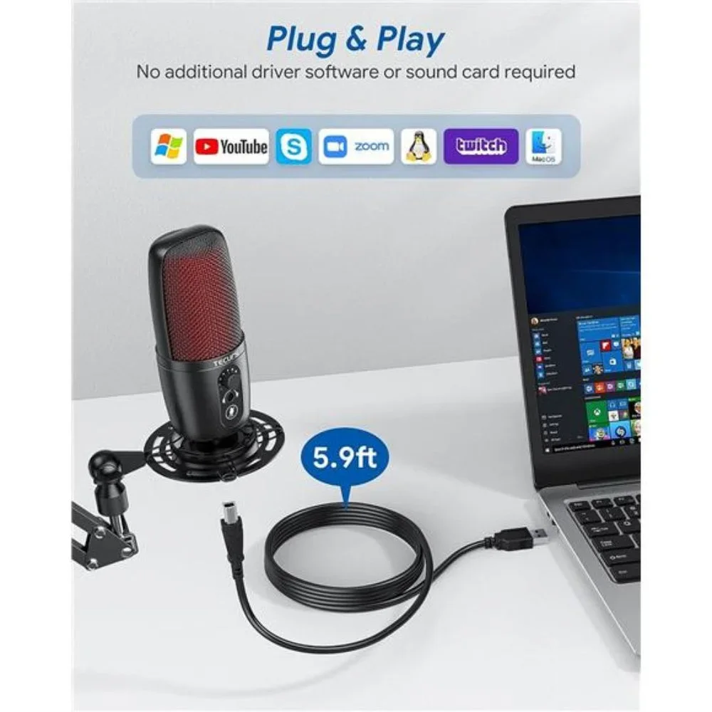 USBMicrophone,Condenser Microphone Kit for Computer,Podcast Mic Set,PC Condenser